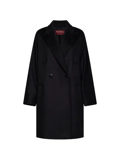 Max Mara Double-breasted Coat With Classic Lapels In Black