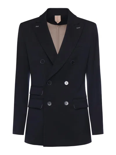 Max Mara Double-breasted Comfort Wool Blazer In Black