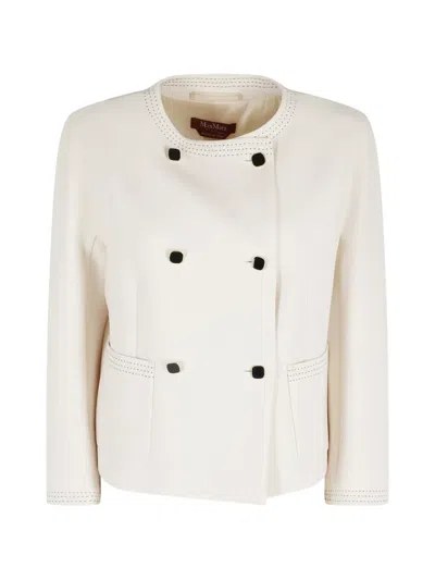 Max Mara Double-breasted Contrast-stitched Jacket In Animal Print