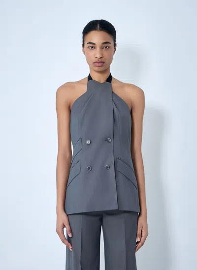 Max Mara Double-breasted Halter Neck Top In Gray
