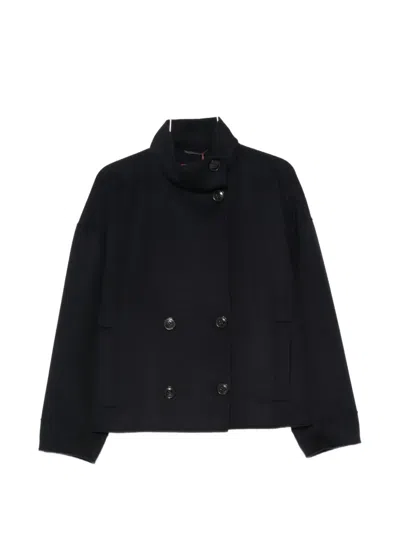 Max Mara Double-breasted High-neck Jacket In Black