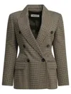 Max Mara Double-breasted Houndstooth Blazer In Brown
