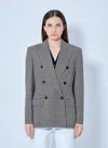 Max Mara Houndstooth-pattern Double-breasted Blazer In Black