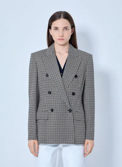 Max Mara Double-breasted Houndstooth Blazer In Multicolour