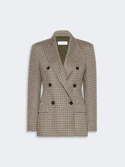 Max Mara Double-breasted Houndstooth Jersey Blazer In Multi