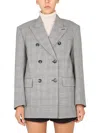 Max Mara Tailored Double-breasted Jacket Featuring Back Vent In Gray