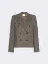 Max Mara Double-breasted Jacket In Micro Jacquard Jersey In Gray