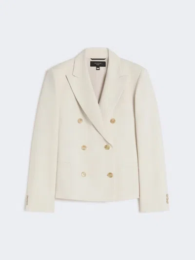 Max Mara Double-breasted Jacket Woman Beige In Multi