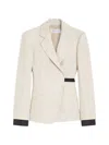 Max Mara Neutro Wrap-front Linen Drill Blazer In Nude