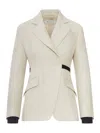 Max Mara Neutro Wrap-front Linen Drill Blazer In Nude