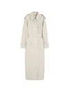 Max Mara Double-breasted Linen Drill Overcoat In White