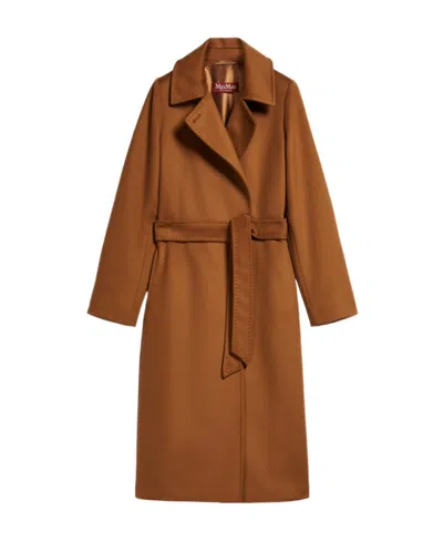 Max Mara Double-breasted Long Coat In Brown