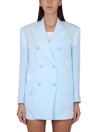 Max Mara Double-breasted Mini Jacket In Blue