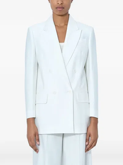 Max Mara Double-breasted Notched-lapel Blazer In White