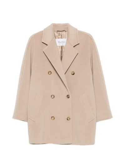 Max Mara Double-breasted Notched-lapel Coat In Neutral