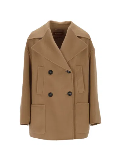 Max Mara Double-breasted Peacoat In Multi