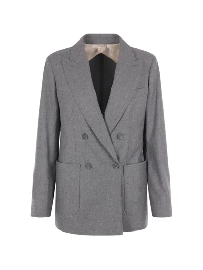 Max Mara Double-breasted Peaked-lapel Blazer In Gray
