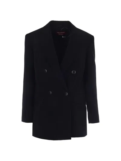Max Mara Levico Blazer Aus Twill Aus Einer Woll-mohairmischung In Schwarz