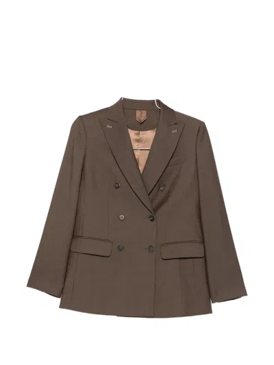 Max Mara Double-breasted Peak-lapel Blazer In Brown
