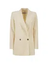Max Mara Double-breasted Peak-lapel Blazer In Neutral