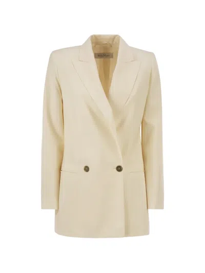 Max Mara Double-breasted Peak-lapel Blazer In Neutral