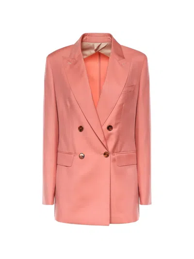 Max Mara Double-breasted Peak-lapel Blazer In Pink