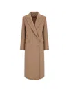 Max Mara Double-breasted Peak-lapels Coat In Neutral