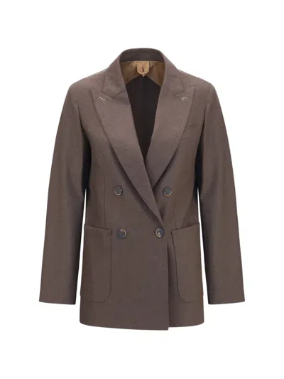 Max Mara Double-breasted Peak-lapels Jacket In Brown