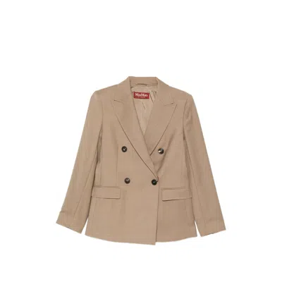 Max Mara Double-breasted Peak-lapels Jacket In Metallic