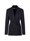 Max Mara Double-breasted Pinstripe Blazer In Navy