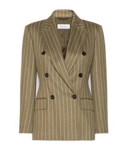 Max Mara Double-breasted Pinstripe Suit Jacket In Multi