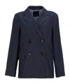 Max Mara Double-breasted Pocketed Jacket In Blue