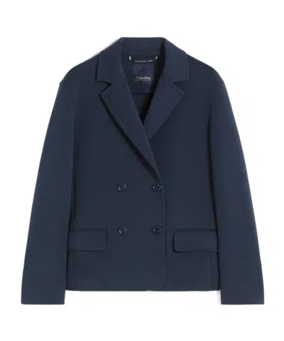 Max Mara Double-breasted Pocketed Jacket In Blue