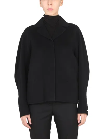 Max Mara Double-breasted Pure-wool Cropped Coat In Black