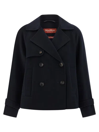 Max Mara Double-breasted Short Coat In Black