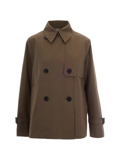 Max Mara Double-breasted Storm-flap Coat In Brown