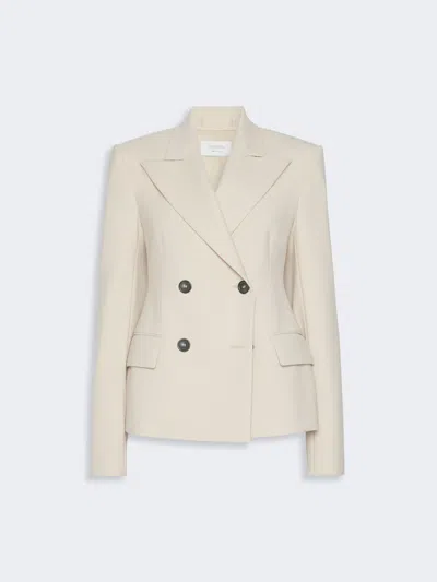 Max Mara Double-breasted Stretch Wool Blazer In Neutral
