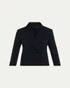 Max Mara Double-breasted Stretch Wool Crop Jacket In Blue