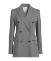 Max Mara Double-breasted Striped Suit Jacket In Gray