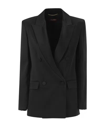 Max Mara Double-breasted Suit Jacket In Black