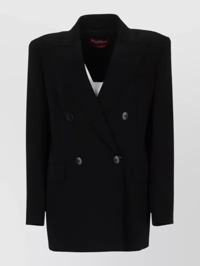 Max Mara Double-breasted Suit Jacket In Black