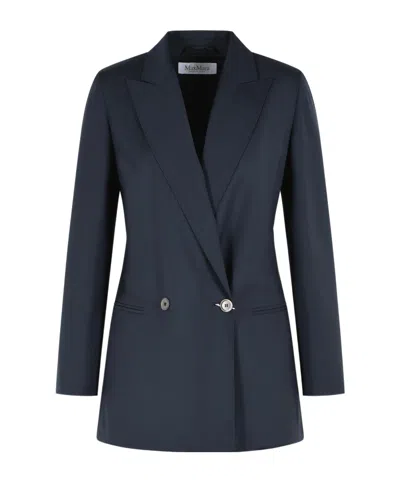 Max Mara Double-breasted Suit Jacket In Blue