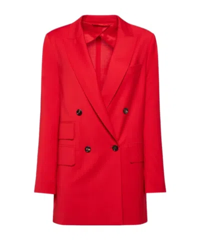 Max Mara Double-breasted Suit Jacket In Red