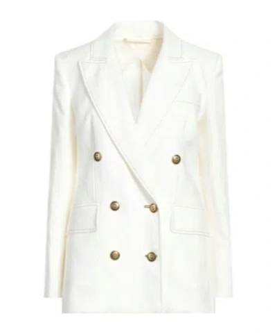 Max Mara Double-breasted Button Blazer In White