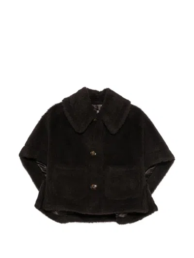 Max Mara Double-breasted Teddy Jacket In Brown