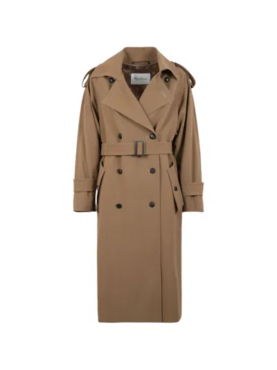 Max Mara Double-breasted Trench Coat In Brown