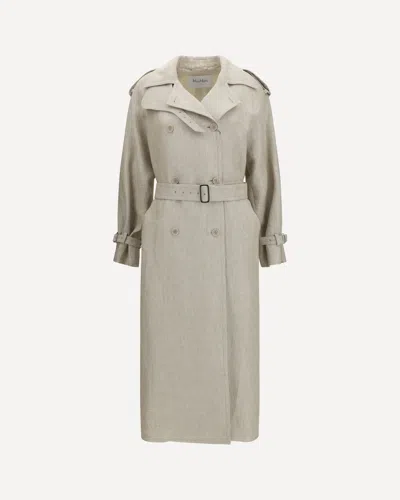 Max Mara Double-breasted Trench Coat In Gray