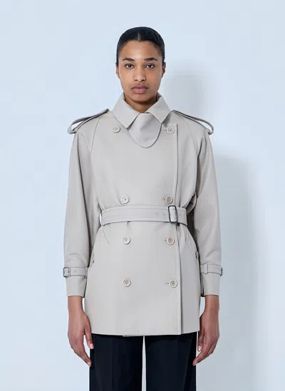 Max Mara Double-breasted Trench Coat In Gray