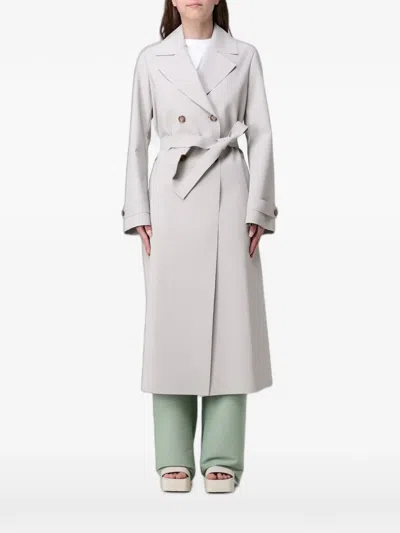 Max Mara Double-breasted Trench Coat In Gray