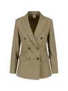Max Mara Double-breasted Virgin Wool Blazer In Green